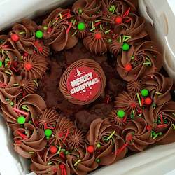 Cake: Christmas Decorated Chocolate Brownie