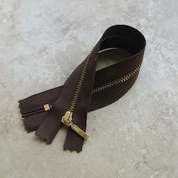 Leather good: 1 x Brown YKK Metal Zip - 15cm (6")