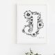 J- Floral Letter Illustration