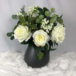 Flower: Ivory Peonies and Roses Arrangement | Artificial Silk Flowers