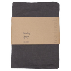 Bailey + Gray 100% Stonewashed Linen Tea Towel Charcoal Grey
