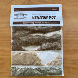 Meat processing: Nice ‘n Spicy - Venison Pot Spice (with recipe on back)