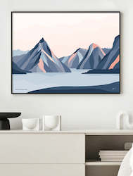 Milford Sound Mountains, New Zealand. Modern Mitre Peak Art Print