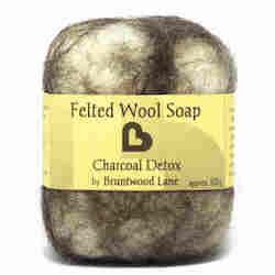 Wool textile: Charcoal Detox Felted Wool Soap