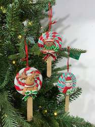 Kids: Mint Lollipop Ornaments, 3 Assorted