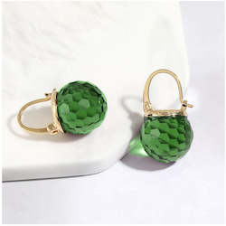 Jewellery: Austrian Crystal Ball  Drop Earrings Emerald Green