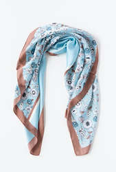 Square Scarf - Blue and Choc Floral