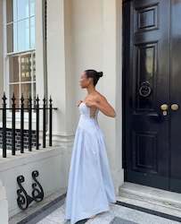 Shona Joy Amada Lace Up Strapless Maxi Dress