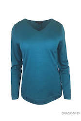 Thermal Base Layers Crew V Neck Womens Merino Wool Nz: EAF586 SCALLOPED V NECK TOP
