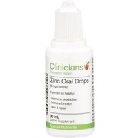 Products: Clinicians zinc oral drops 30ml 1mg/drop