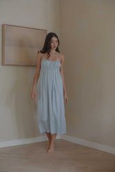 Ruched Bodice Dress in Sky Blue