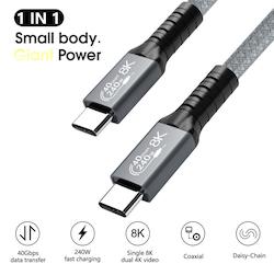 Electronic goods: USB4 40Gbps 8K Type C to Type-C 240W Fast Charge Thundebolt 4 Support up to 8K