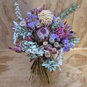 Lilac, pink and sage green dried posy