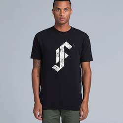 Framingham 'F' Tee Shirt White on Black - Male