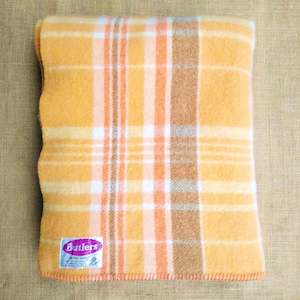 Melon and Orange SINGLE Bright Retro New Zealand Wool Blanket