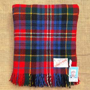 Blue & Red Tartan MONTY TRAVEL RUG New Zealand Wool Blanket