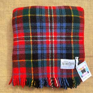 Thick Durable Blue & Red Tartan TRAVEL RUG New Zealand Wool Blanket