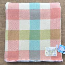 Linen - household: Soft Pastel Check SINGLE Lightweight New Zealand Wool Blanket