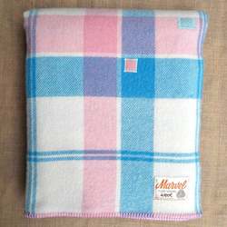 Linen - household: Soft Pink & Blue SINGLE New Zealand Wool Blanket