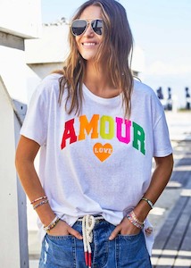 Crew Neck Amour Tee | White