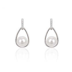 Eleanor - 925 Silver Classic Pearl & Crystal Earring