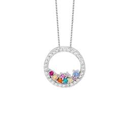 Ellani Open Circle Necklace with Multi Coloured CZ