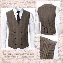 Clothing: Plaid Double Breasted Waistcoat - XL - Chest 117cm