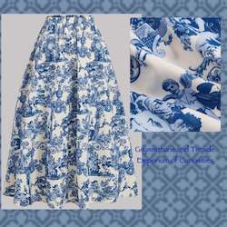 Baroque In Blue Midi Skirt - Size 12 to 14