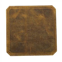 Internet only: Aged Leather Coaster Set (4) - Brown