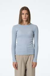 Clothing manufacturing - womens and girls: MERINO Fitted Rib Sweater - Blue Mist