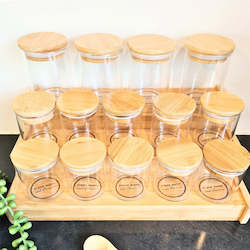 Glass And Bamboo: Grande Herbs and Spice Jars  with Bamboo Shelf