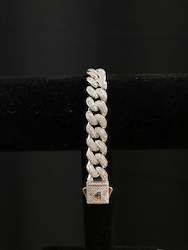 Jewellery: 925 Silver 12mm Iced Cuban Bracelet