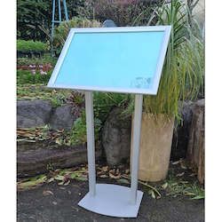 Product display assembly: Silver A2 Menu  / Poster Display Stand Twin Suppports