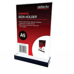 Product display assembly: Black Acrylic Base Sign Holder A5