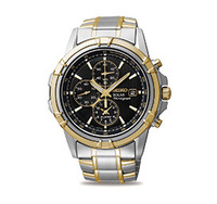 Travel good: Seiko solar gents chrono black dial bracelet watch - Ssc142p