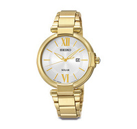 Seiko lady gold silver dial date time Sut158p