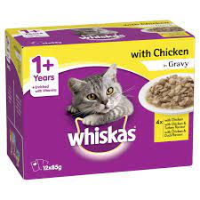 Grocery wholesaling: Whiskas Chicken Favorite's In Gravy Wet Cat Food Pouches 12 x 85g