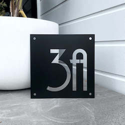 New: Custom steel square house number sign 20cm x 20cm