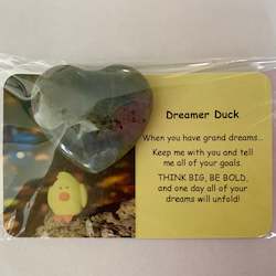Positive Affirmation Cards Set Of 11 Designs: Dreamer Duck Mental Wellbeing Card and Heart Crystal