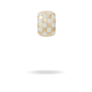 WHITE CERAMIC CHECKERBOARD 14 - carat gold big bead Lulu's Collective