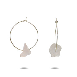 Jewellery: Lena | Sterling Silver Rose Quartz Hoop Earrings
