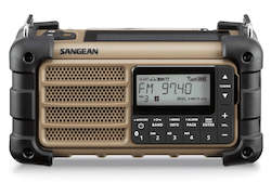 Sangean Radios: Sangean MMR-99DT Multi powered tramping, camping, outdoor emergency radio with torch and battery bank. Desert Tan