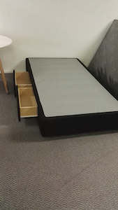 NZ-made bed base with drawers, 4 sizes SINGLE -QUEEN, 9 clours