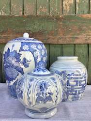 Home: Blue & White Lidded Ginger Jar