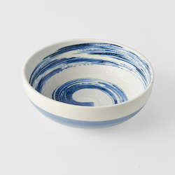 White with Blue Swirl Udon Bowl