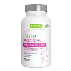 Health supplement: Be kind Advanced Prenatal Multivitamin, With Folic Acid As Folate, Choline, Calcium, Gentle Iron