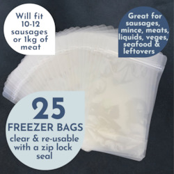 Freezer Bags x 25 pack - Medium (fits 1kg of meat)