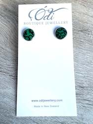Jewellery manufacturing: Luxe Leather Resin Studs Emerald and black