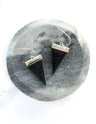 Jewellery manufacturing: Black Hair on Hide Triangle Spear Earrings- Gold or Silver options