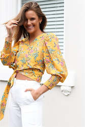 Tops: Floral Long Sleeve Wrap Top